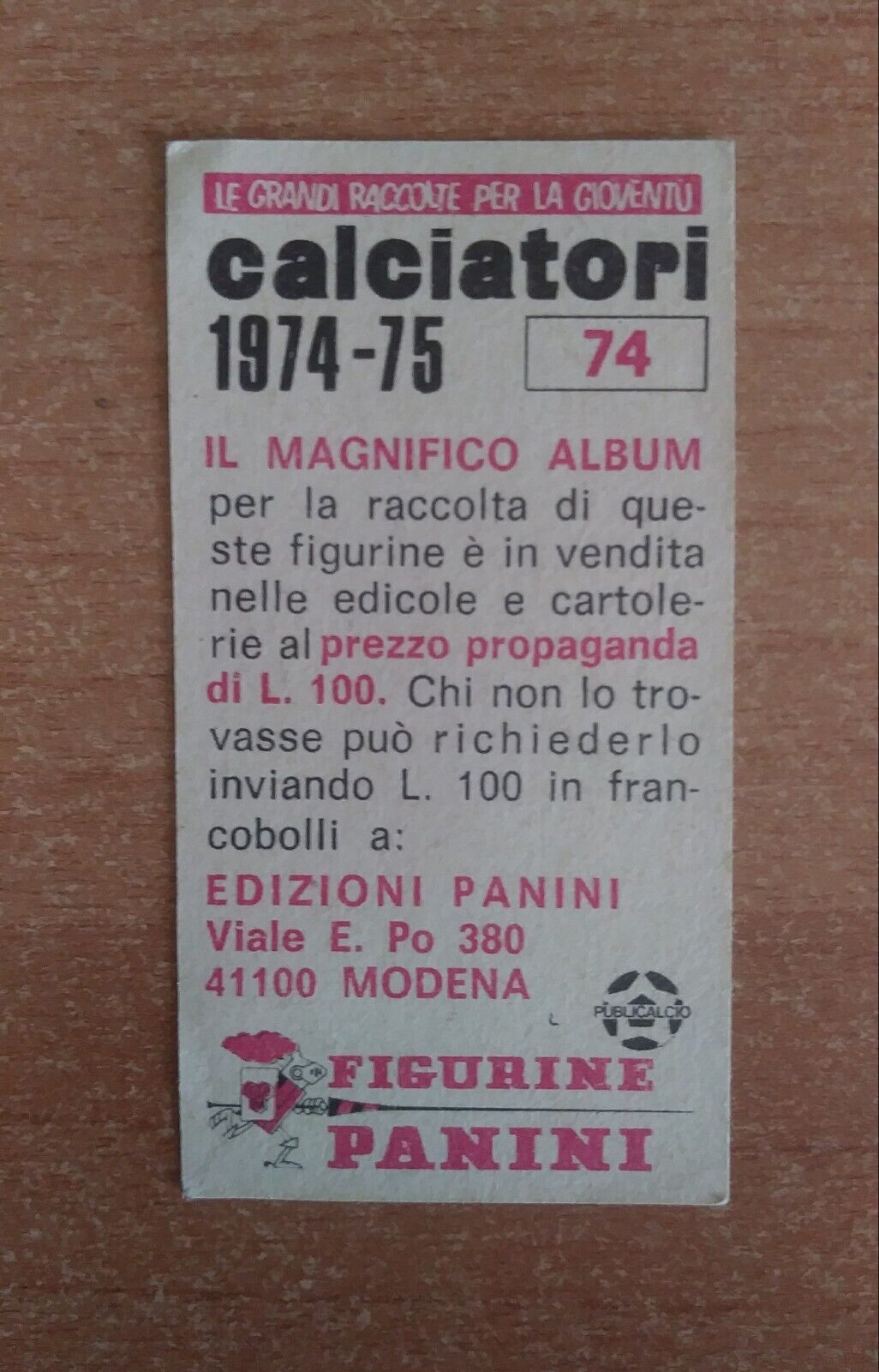 FIGURINE CALCIATORI PANINI 1974-1975 SCEGLI DAL MENU A TENDINA