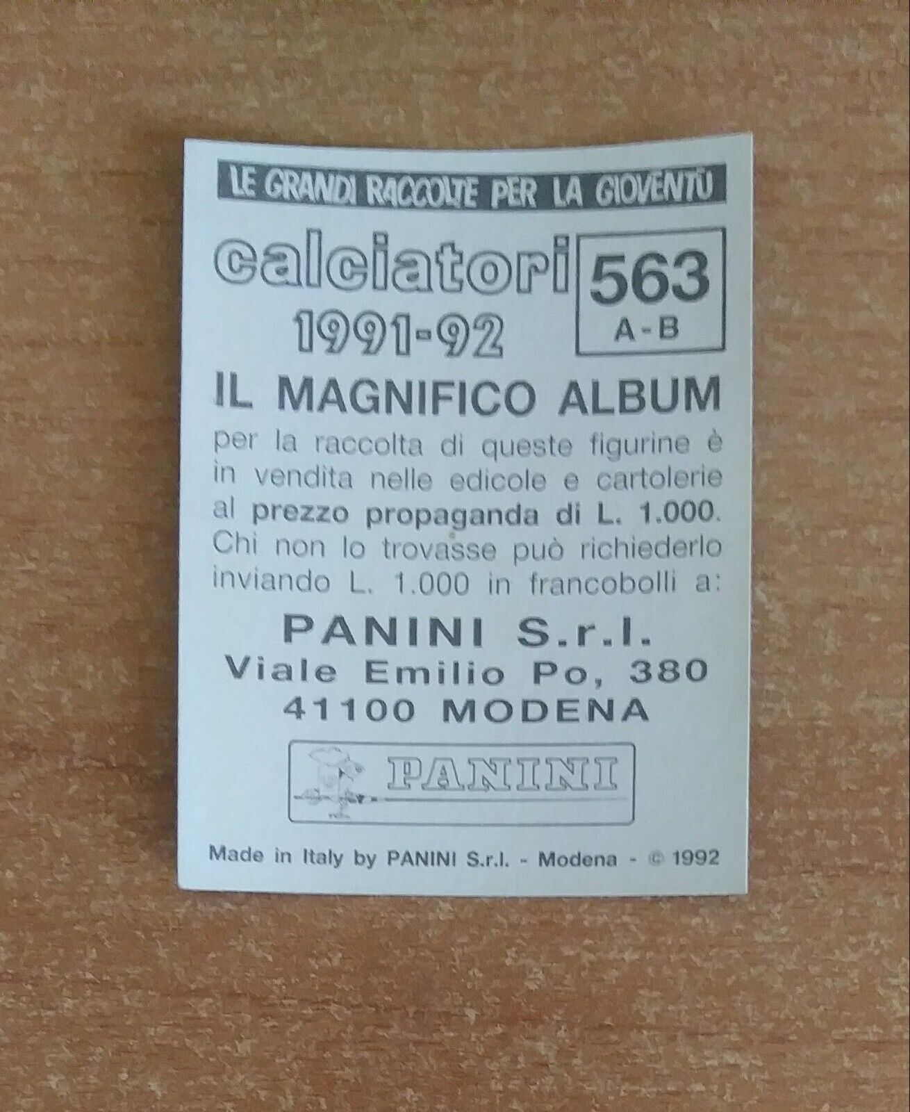 FIGURINE CALCIATORI PANINI 1991-1992 (N. 384-614) SCEGLI DAL MENU A TENDINA
