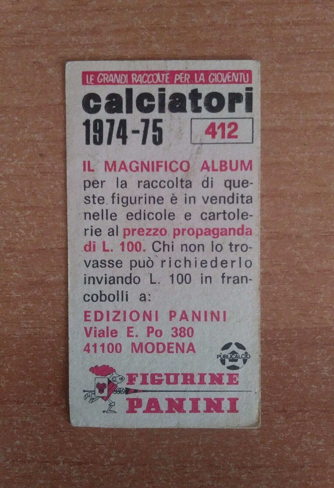 FIGURINE CALCIATORI PANINI 1974-1975 SCEGLI DAL MENU A TENDINA