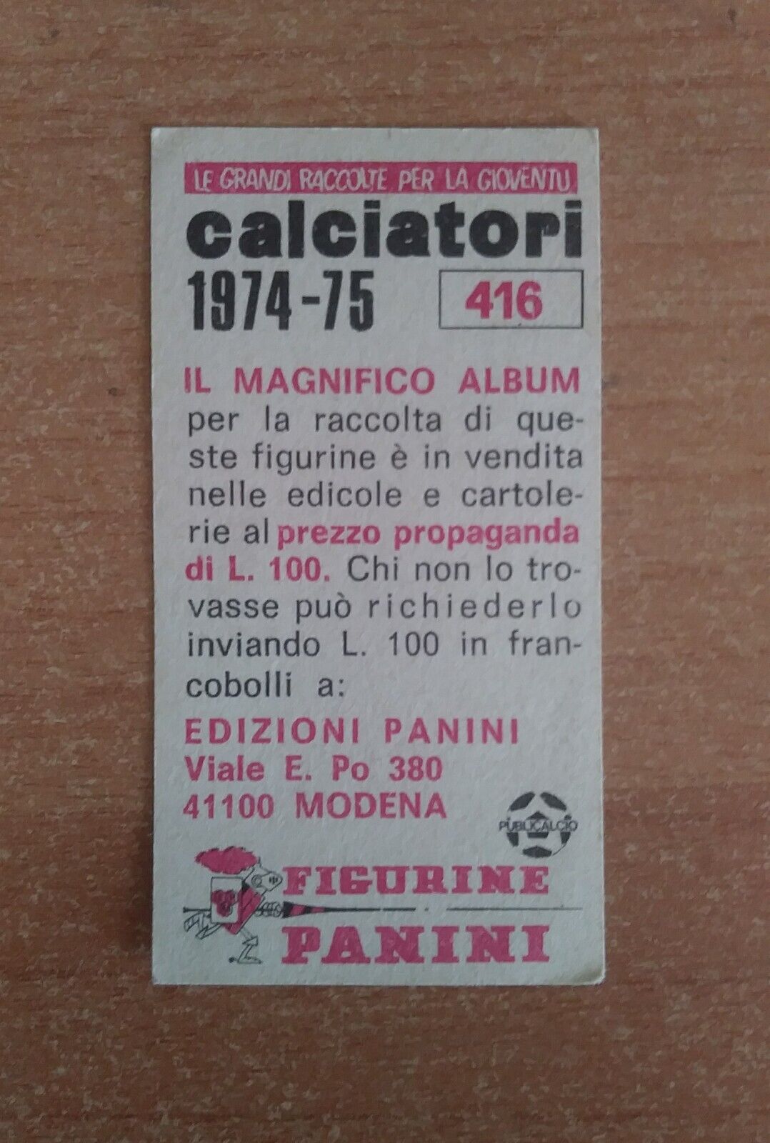 FIGURINE CALCIATORI PANINI 1974-1975 SCEGLI DAL MENU A TENDINA