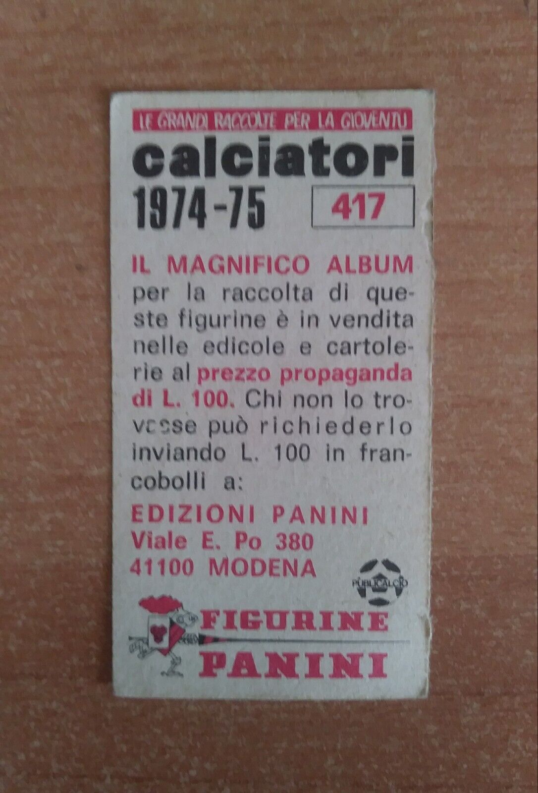 FIGURINE CALCIATORI PANINI 1974-1975 SCEGLI DAL MENU A TENDINA