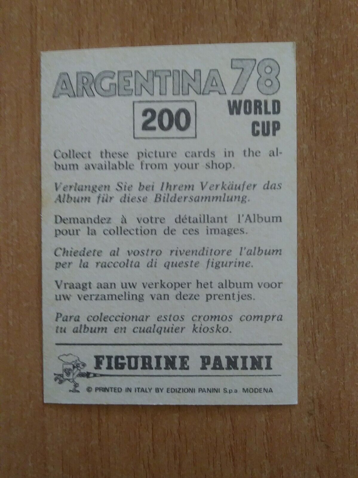 FIGURINE CALCIATORI PANINI ARGENTINA 78 (N. 1-204) SCEGLI DAL MENU A TENDINA