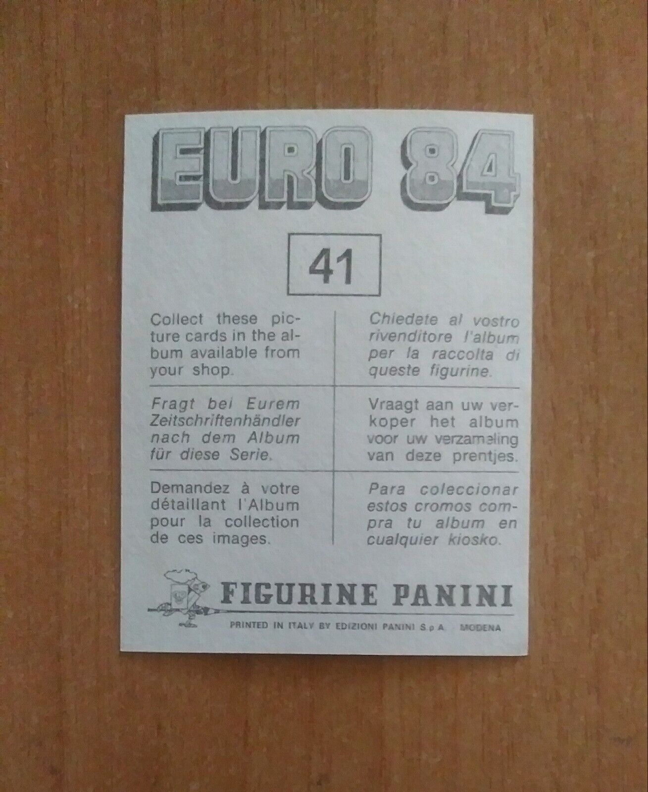 FIGURINE CALCIATORI PANINI EURO 84 (N. 1-127) SCEGLI DAL MENU A TENDINA