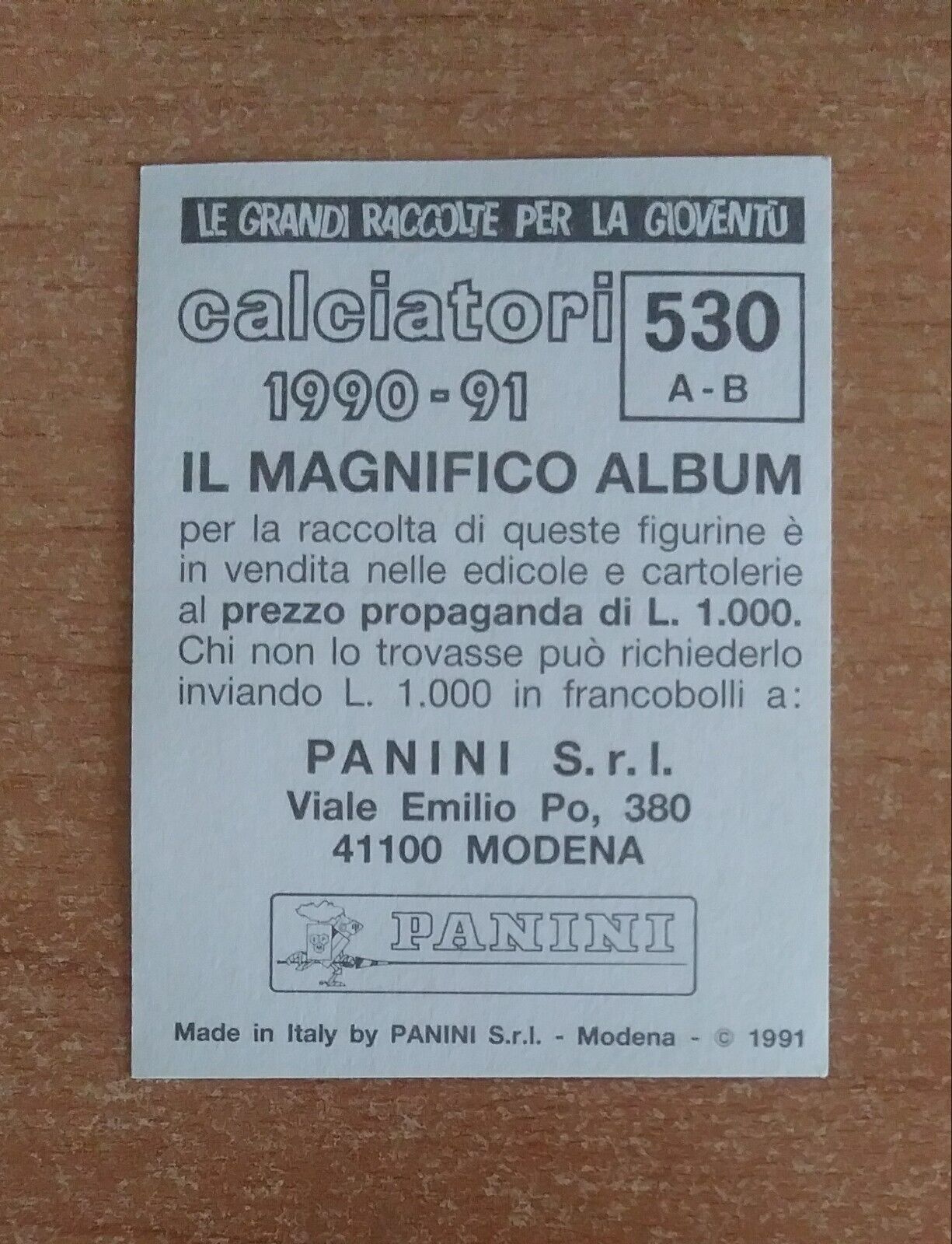 FIGURINE CALCIATORI PANINI 1990-1991 (N. 345-545) SCEGLI DAL MENU A TENDINA