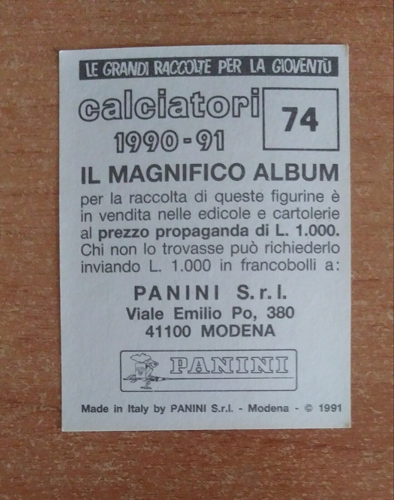 FIGURINE CALCIATORI PANINI 1990-1991 (N. 1-339) SCEGLI DAL MENU A TENDINA