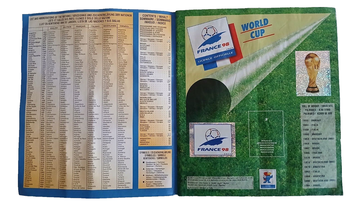 ALBUM CALCIATORI PANINI WORLD CUP FRANCIA 98