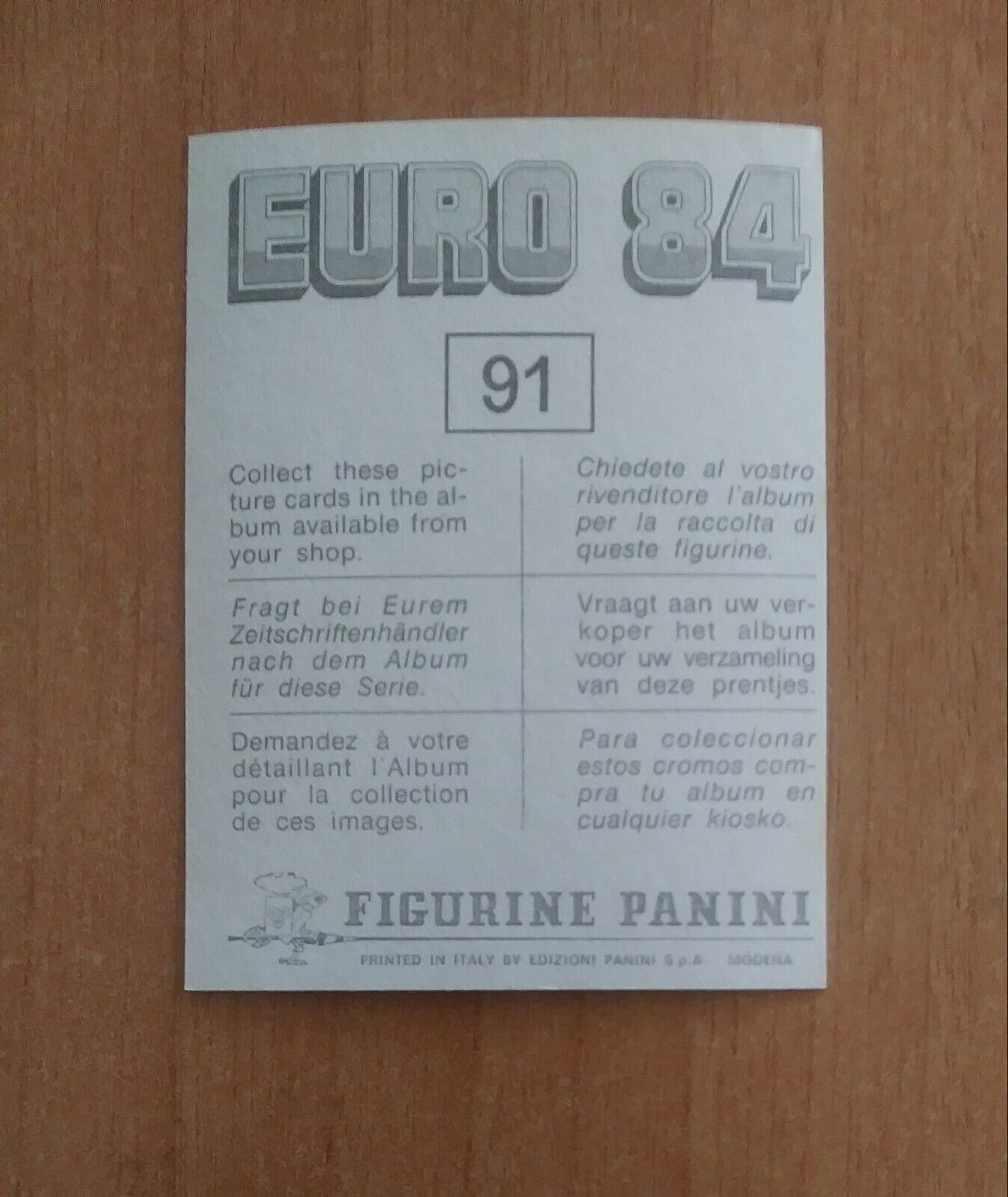 FIGURINE CALCIATORI PANINI EURO 84 (N. 1-127) SCEGLI DAL MENU A TENDINA