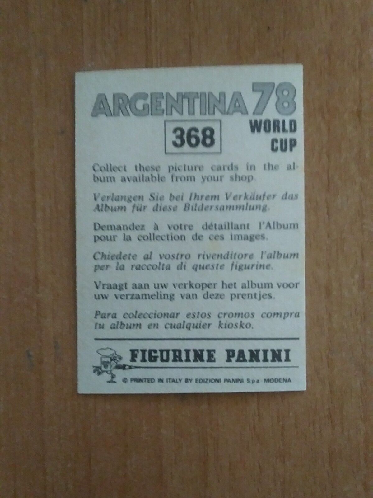 FIGURINE CALCIATORI PANINI ARGENTINA 78 (N. 205-400) SCEGLI DAL MENU A TENDINA