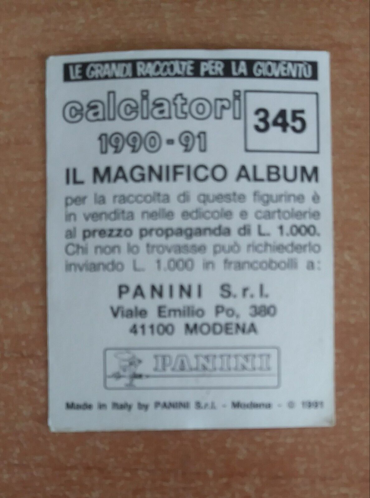 FIGURINE CALCIATORI PANINI 1990-1991 (N. 345-545) SCEGLI DAL MENU A TENDINA