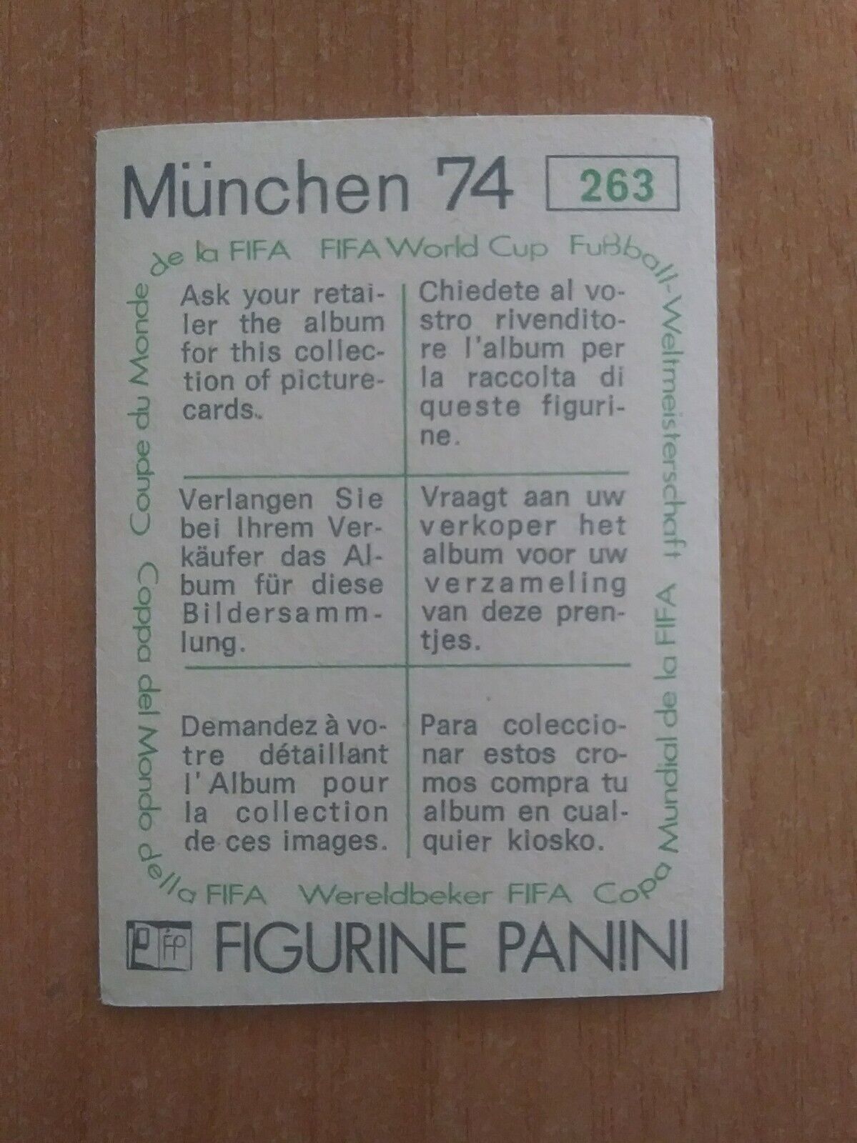 FIGURINE CALCIATORI PANINI MUNCHEN 74 (N. 1-269) SCEGLI DAL MENU A TENDINA