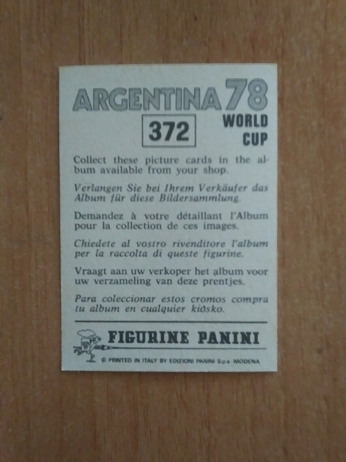 FIGURINE CALCIATORI PANINI ARGENTINA 78 (N. 205-400) SCEGLI DAL MENU A TENDINA