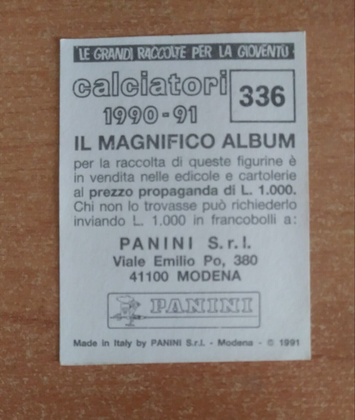 FIGURINE CALCIATORI PANINI 1990-1991 (N. 1-339) SCEGLI DAL MENU A TENDINA