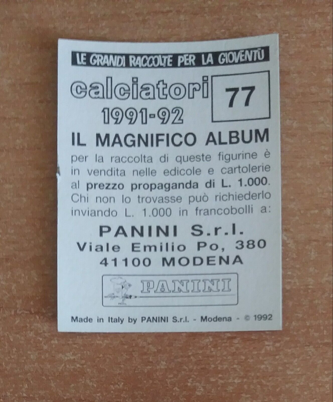 FIGURINE CALCIATORI PANINI 1991-1992 (N. 1-336) SCEGLI DAL MENU A TENDINA