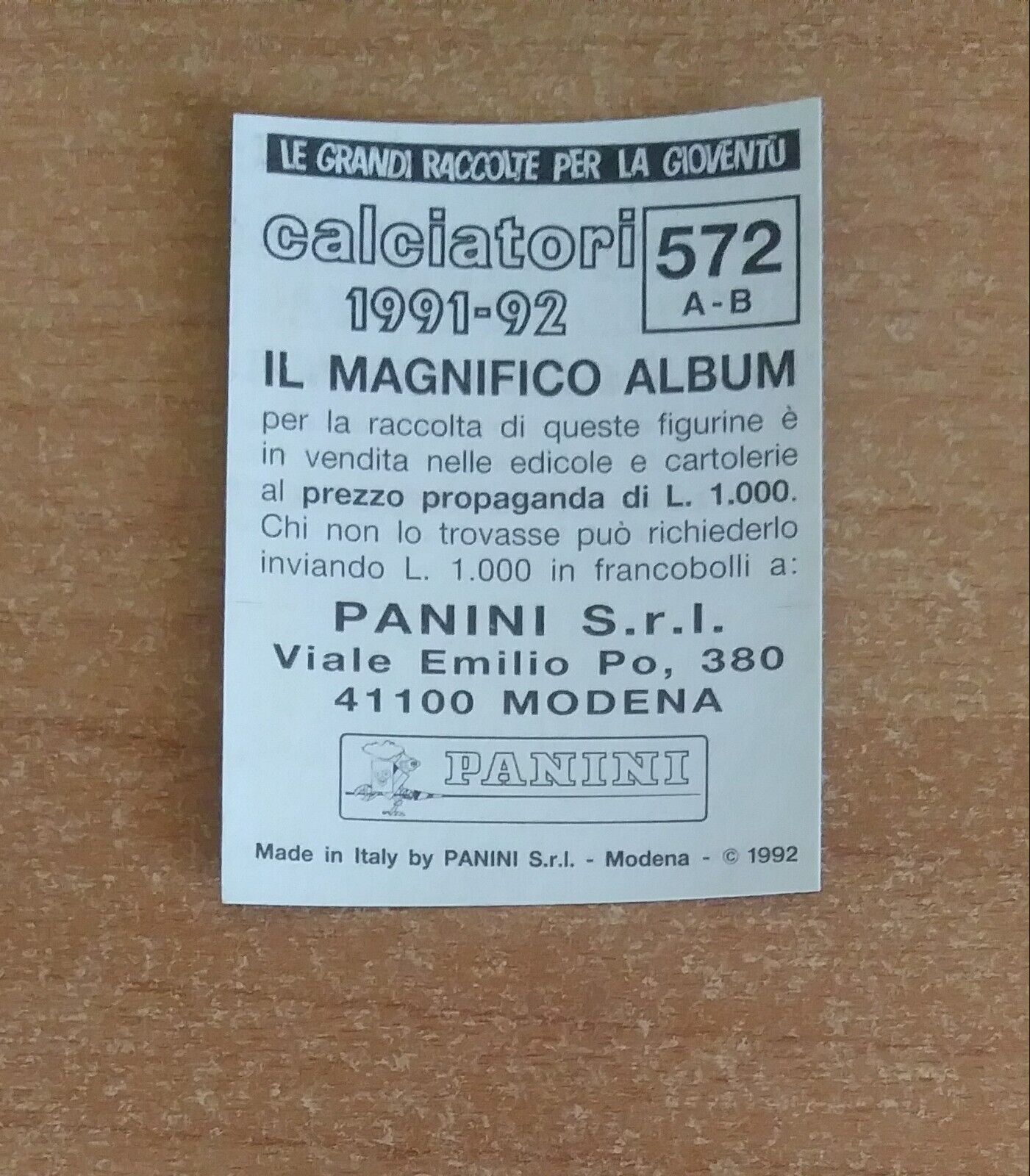 FIGURINE CALCIATORI PANINI 1991-1992 (N. 384-614) SCEGLI DAL MENU A TENDINA