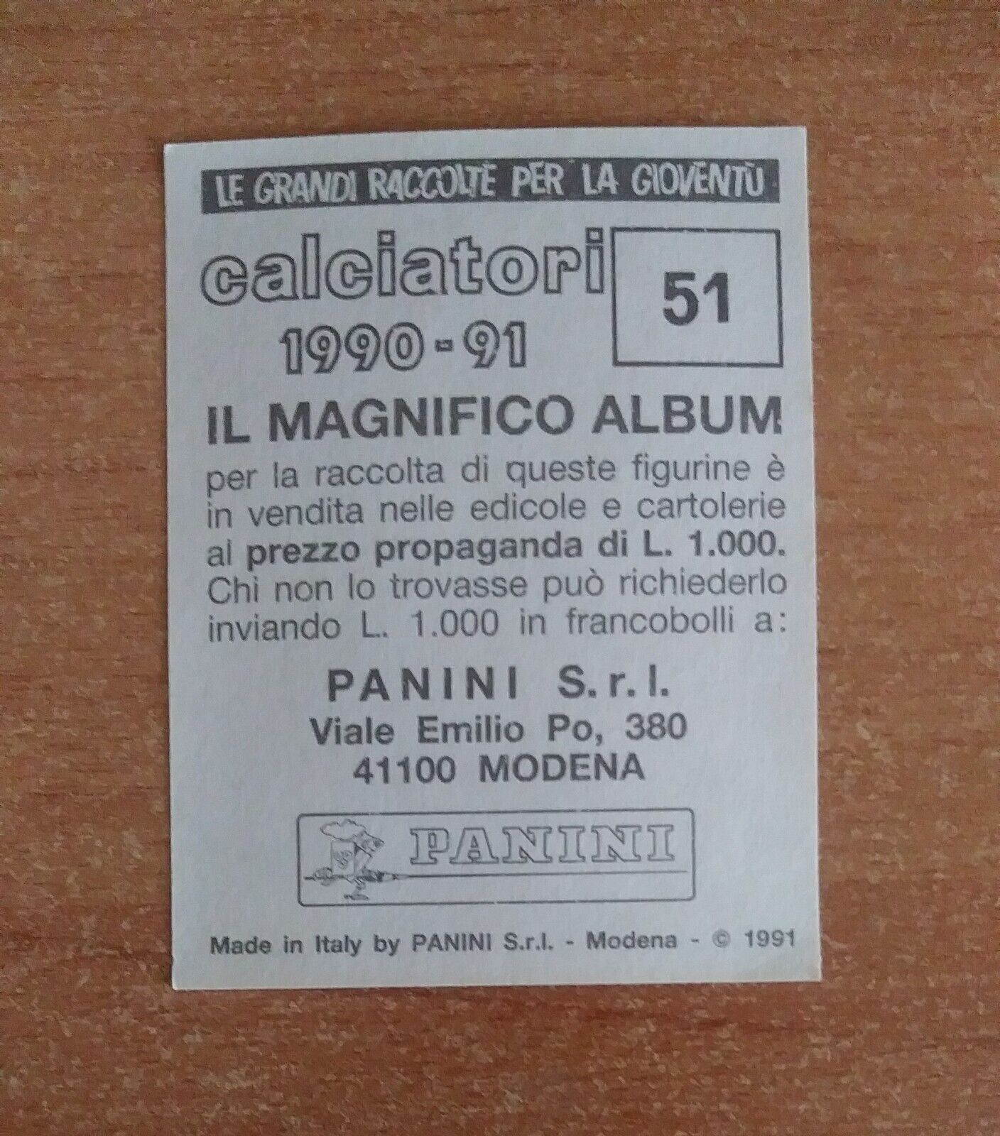 FIGURINE CALCIATORI PANINI 1990-1991 (N. 1-339) SCEGLI DAL MENU A TENDINA