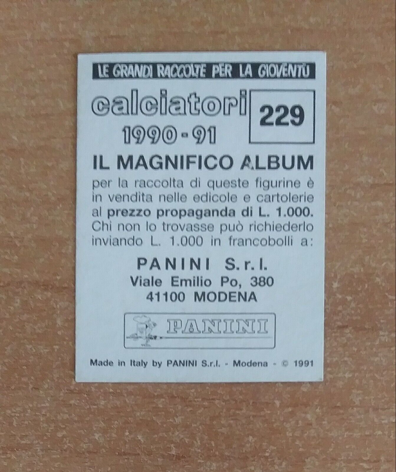 FIGURINE CALCIATORI PANINI 1990-1991 (N. 1-339) SCEGLI DAL MENU A TENDINA