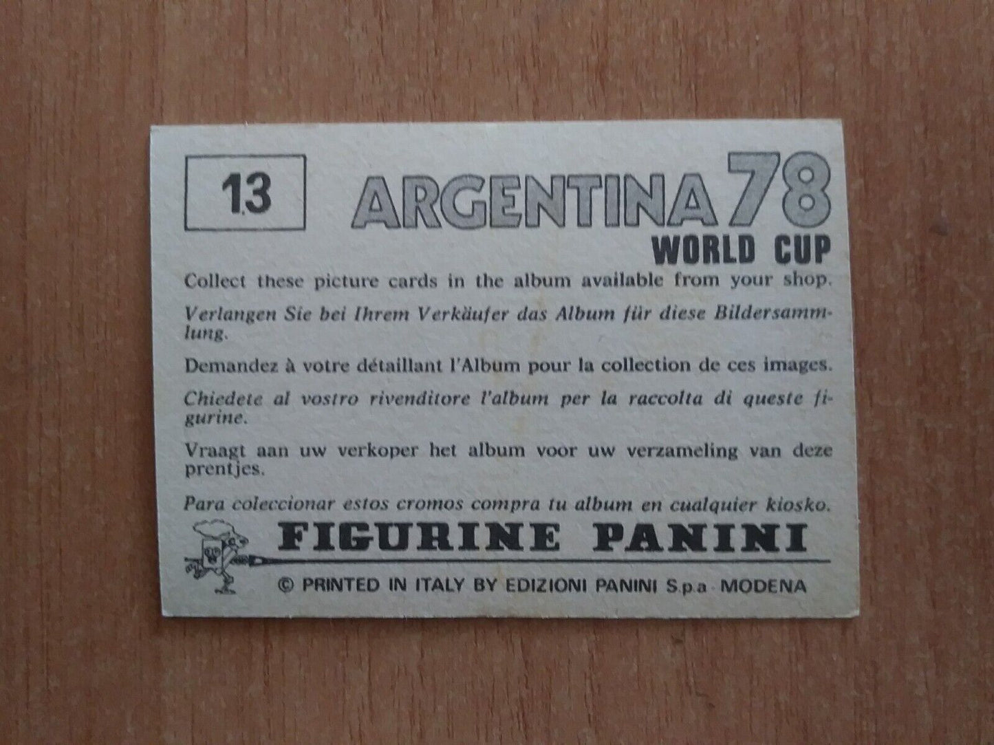 FIGURINE CALCIATORI PANINI ARGENTINA 78 (N. 1-204) SCEGLI DAL MENU A TENDINA