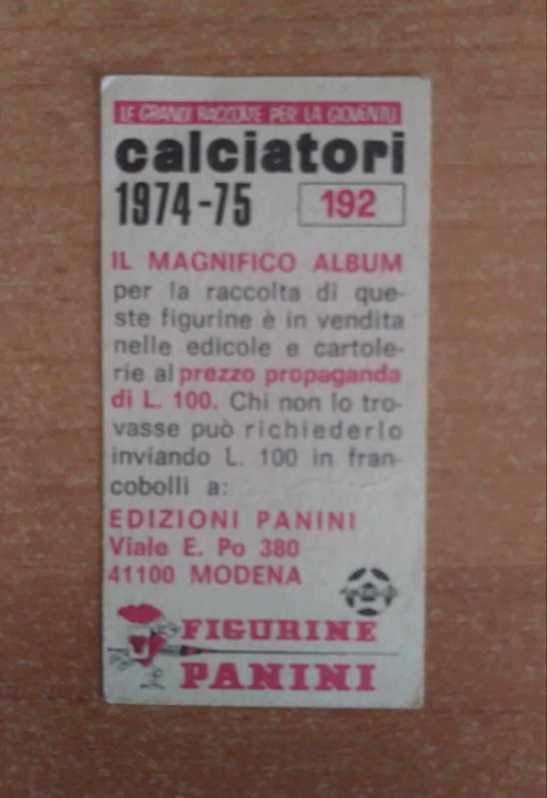 FIGURINE CALCIATORI PANINI 1974-1975 SCEGLI DAL MENU A TENDINA