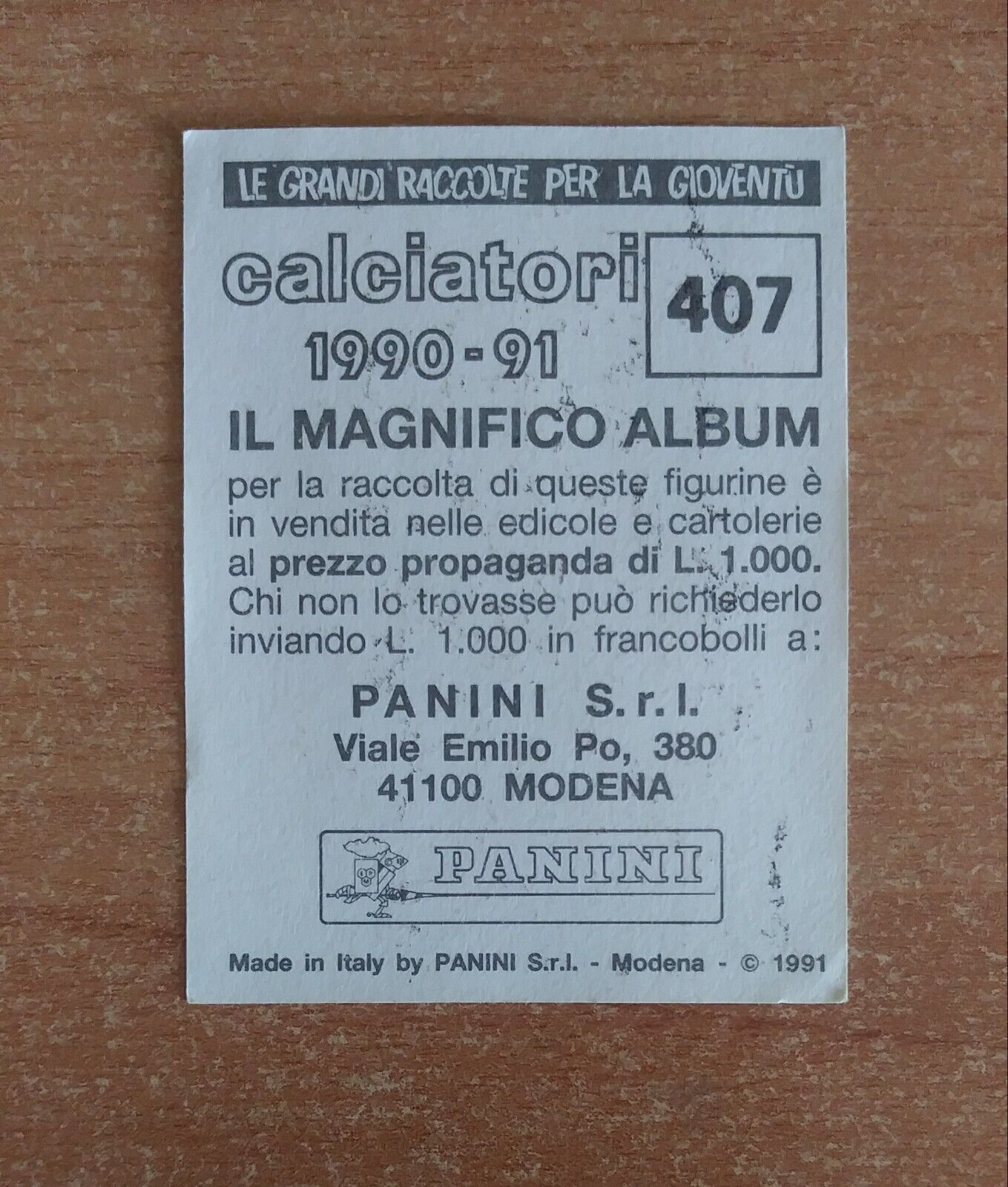 FIGURINE CALCIATORI PANINI 1990-1991 (N. 345-545) SCEGLI DAL MENU A TENDINA