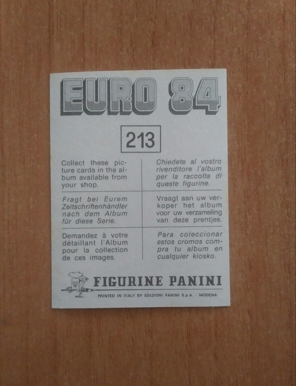 FIGURINE CALCIATORI PANINI EURO 84 (N. 126-258) SCEGLI DAL MENU A TENDINA