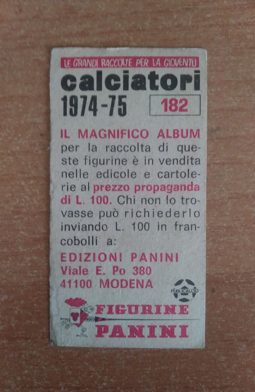 FIGURINE CALCIATORI PANINI 1974-1975 SCEGLI DAL MENU A TENDINA