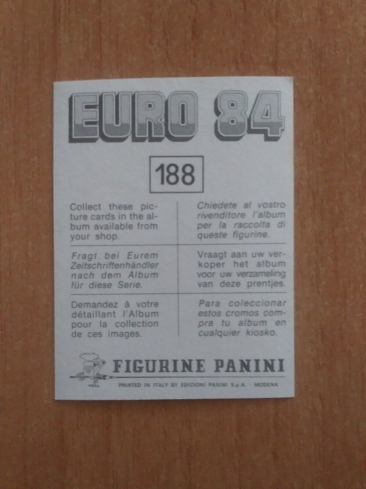 FIGURINE CALCIATORI PANINI EURO 84 (N. 126-258) SCEGLI DAL MENU A TENDINA