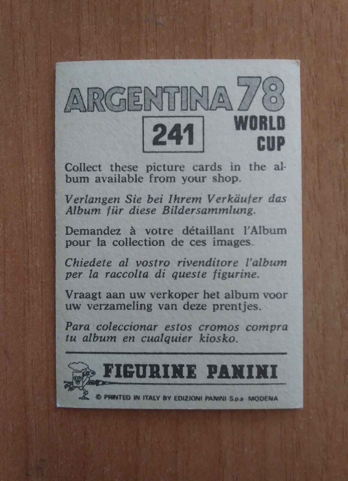 FIGURINE CALCIATORI PANINI ARGENTINA 78 (N. 205-400) SCEGLI DAL MENU A TENDINA