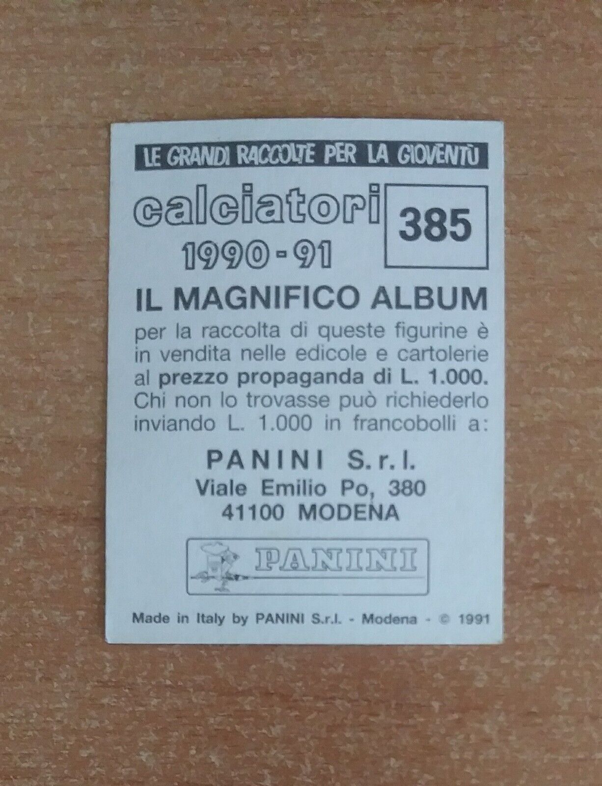 FIGURINE CALCIATORI PANINI 1990-1991 (N. 345-545) SCEGLI DAL MENU A TENDINA