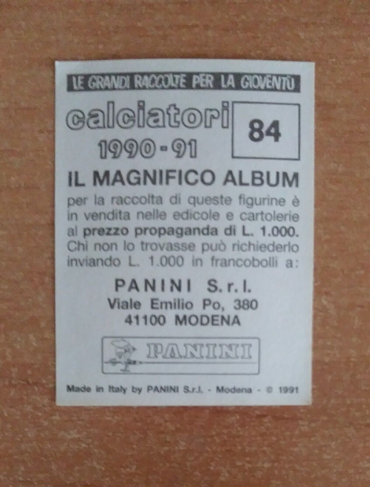 FIGURINE CALCIATORI PANINI 1990-1991 (N. 1-339) SCEGLI DAL MENU A TENDINA