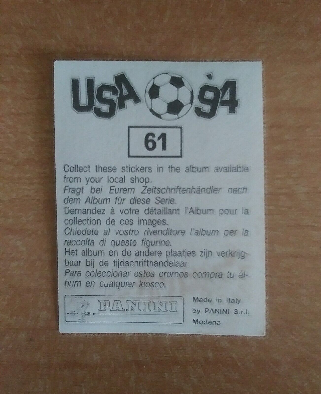 FIGURINE CALCIATORI PANINI USA 94 (N. 1-259) SCEGLI DAL MENU A TENDINA