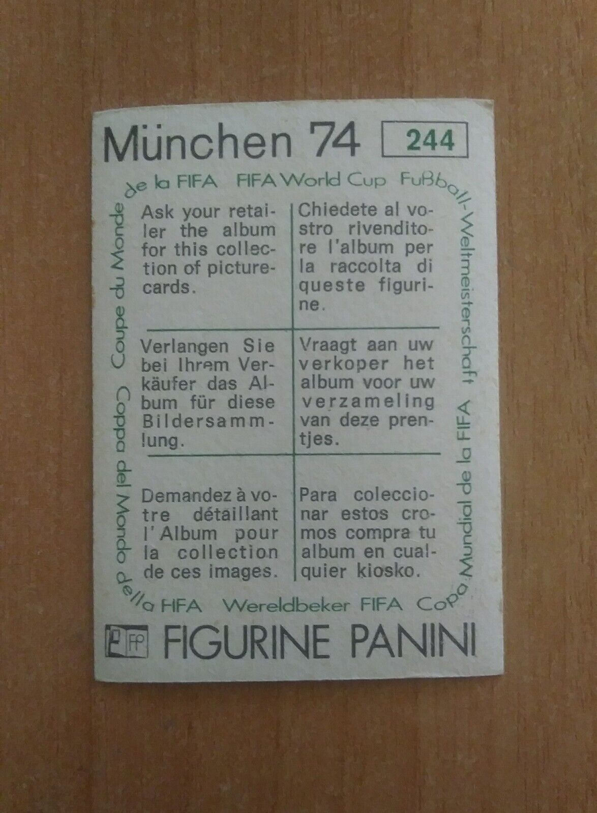 FIGURINE CALCIATORI PANINI MUNCHEN 74 (N. 1-269) SCEGLI DAL MENU A TENDINA