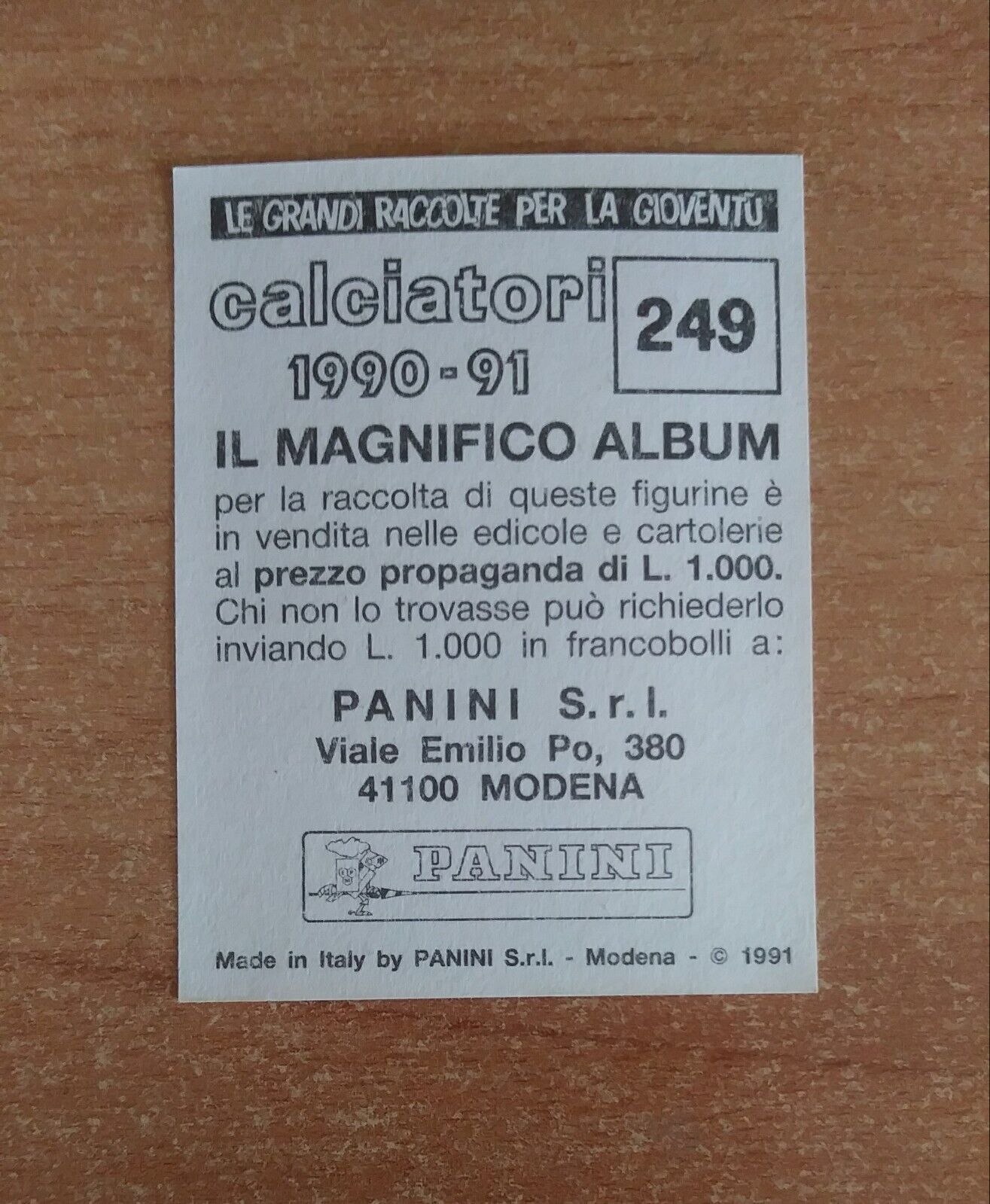 FIGURINE CALCIATORI PANINI 1990-1991 (N. 1-339) SCEGLI DAL MENU A TENDINA