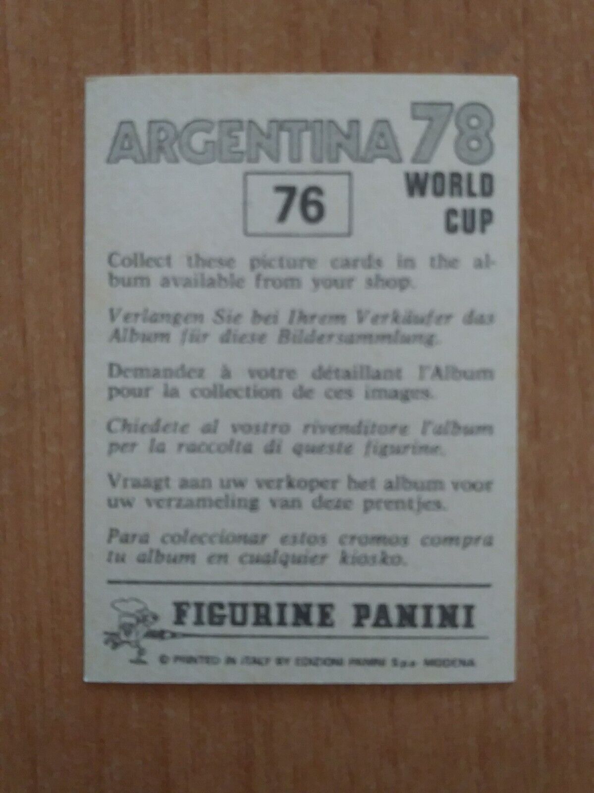 FIGURINE CALCIATORI PANINI ARGENTINA 78 (N. 1-204) SCEGLI DAL MENU A TENDINA