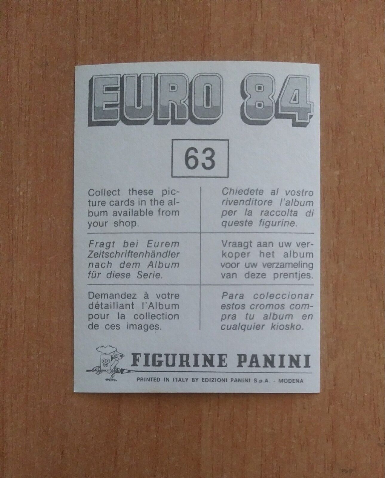 FIGURINE CALCIATORI PANINI EURO 84 (N. 1-127) SCEGLI DAL MENU A TENDINA