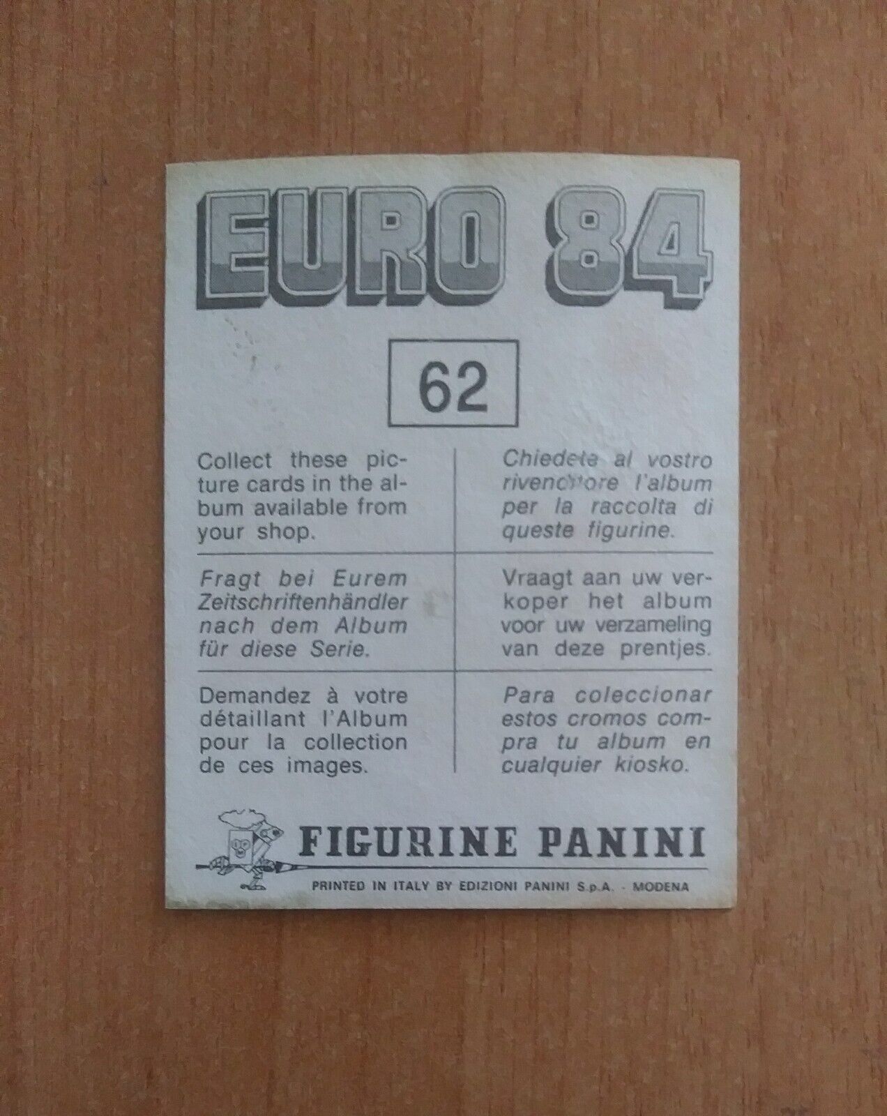 FIGURINE CALCIATORI PANINI EURO 84 (N. 1-127) SCEGLI DAL MENU A TENDINA