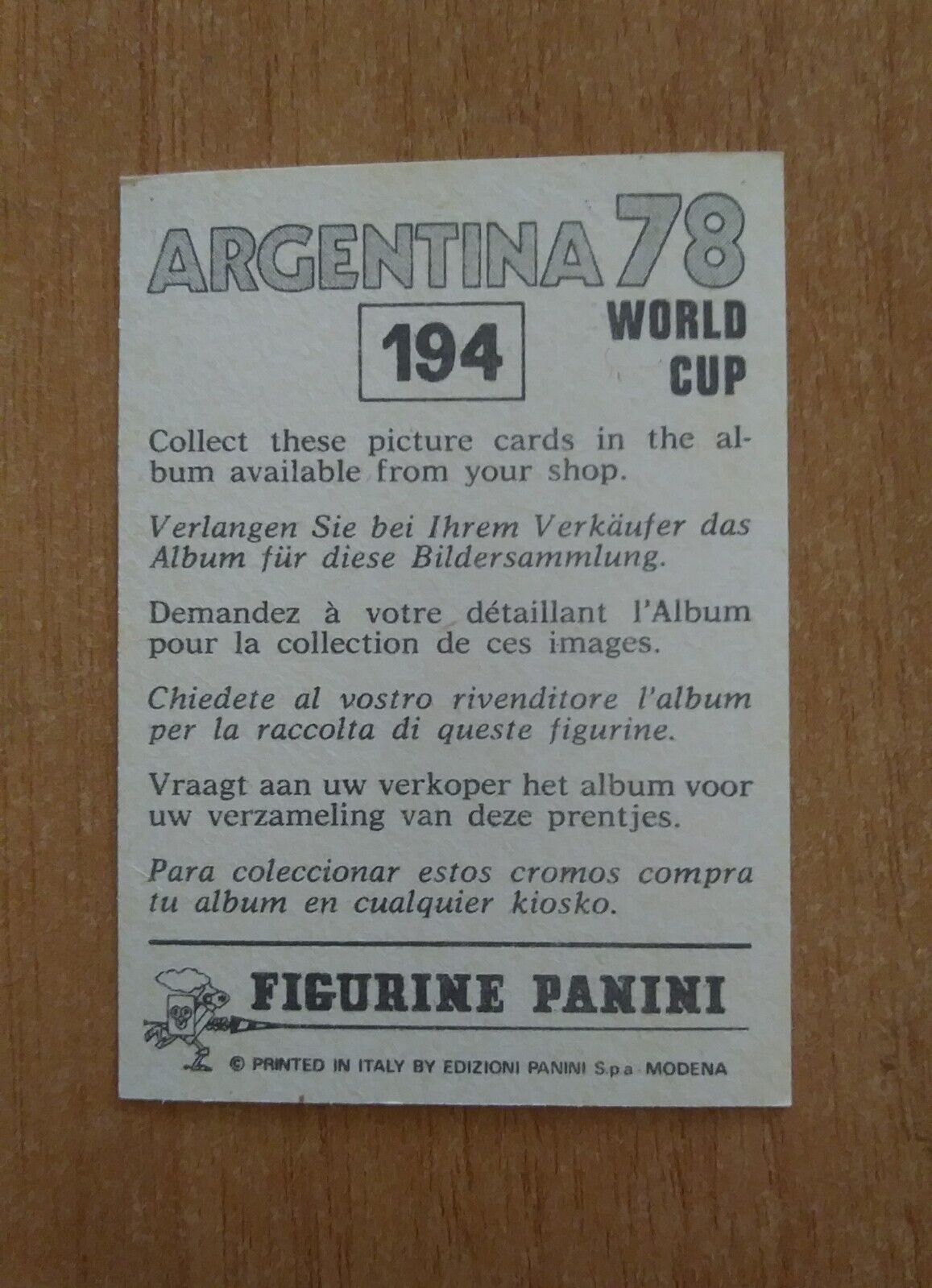 FIGURINE CALCIATORI PANINI ARGENTINA 78 (N. 1-204) SCEGLI DAL MENU A TENDINA