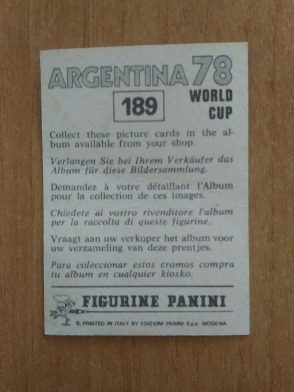 FIGURINE CALCIATORI PANINI ARGENTINA 78 (N. 1-204) SCEGLI DAL MENU A TENDINA