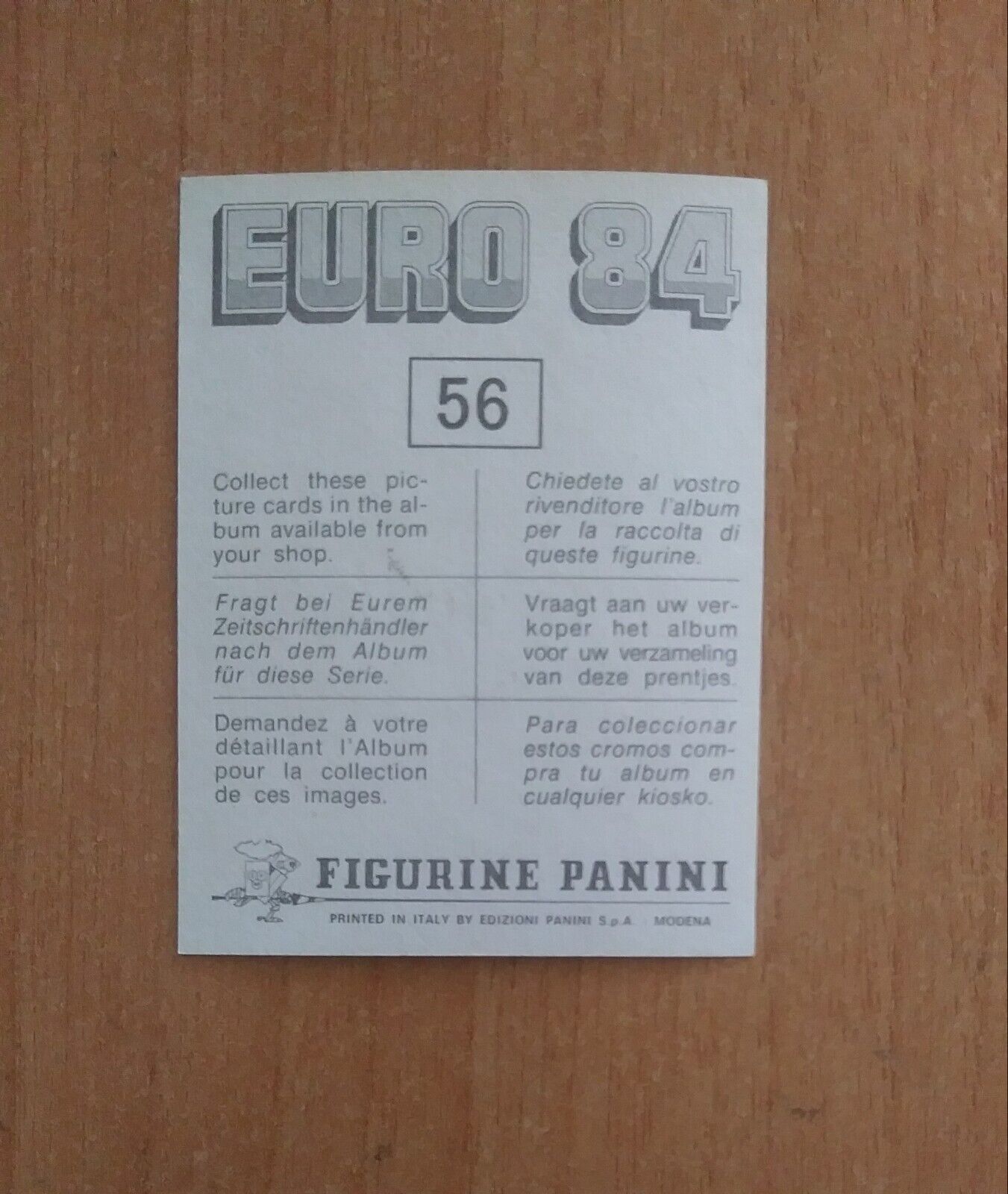 FIGURINE CALCIATORI PANINI EURO 84 (N. 1-127) SCEGLI DAL MENU A TENDINA