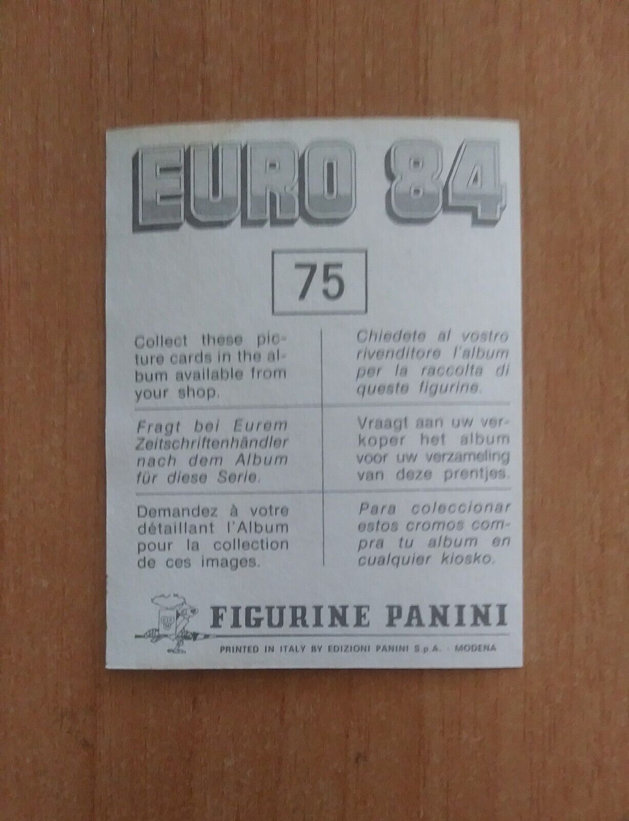 FIGURINE CALCIATORI PANINI EURO 84 (N. 1-127) SCEGLI DAL MENU A TENDINA