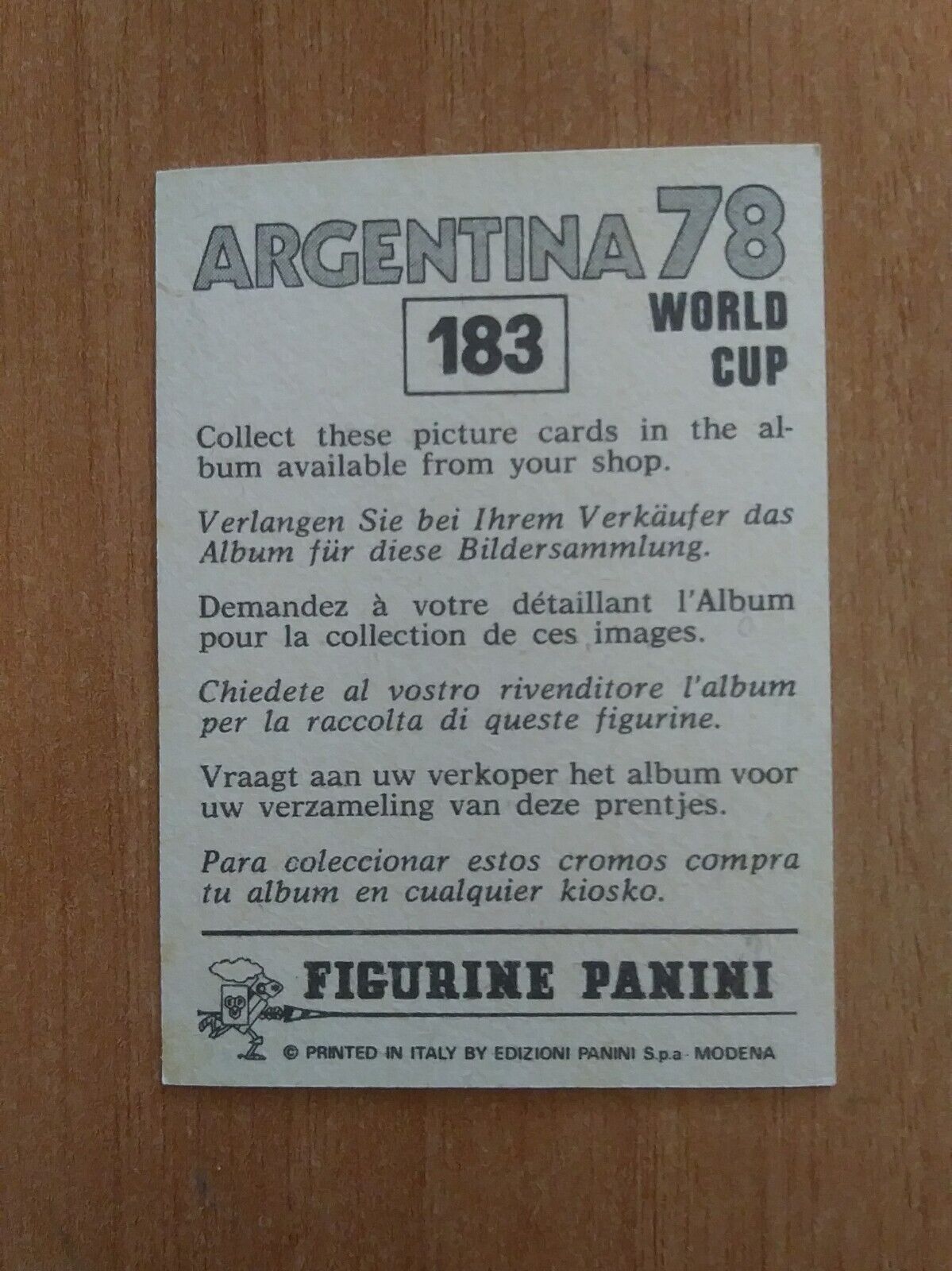 FIGURINE CALCIATORI PANINI ARGENTINA 78 (N. 1-204) SCEGLI DAL MENU A TENDINA