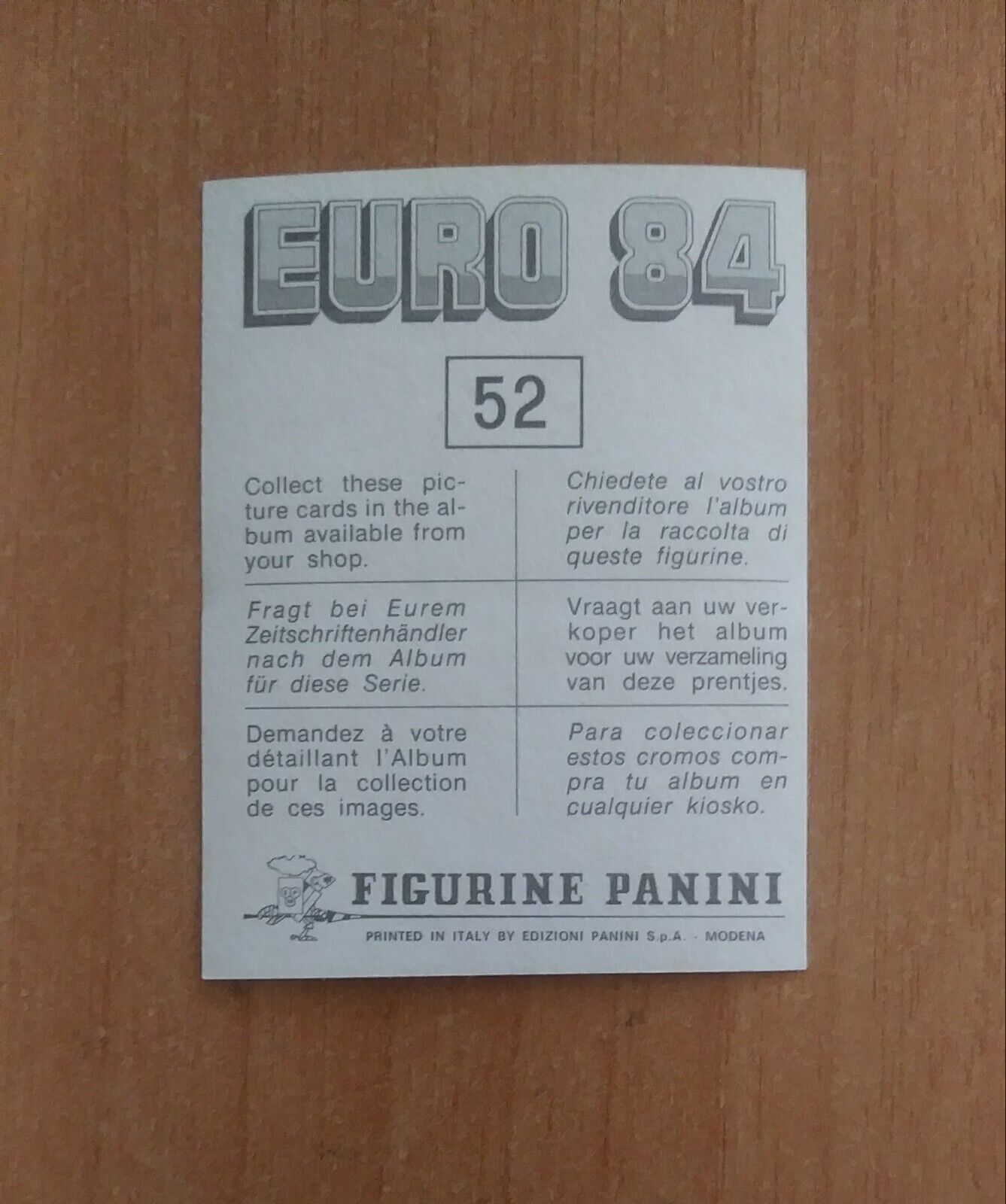 FIGURINE CALCIATORI PANINI EURO 84 (N. 1-127) SCEGLI DAL MENU A TENDINA