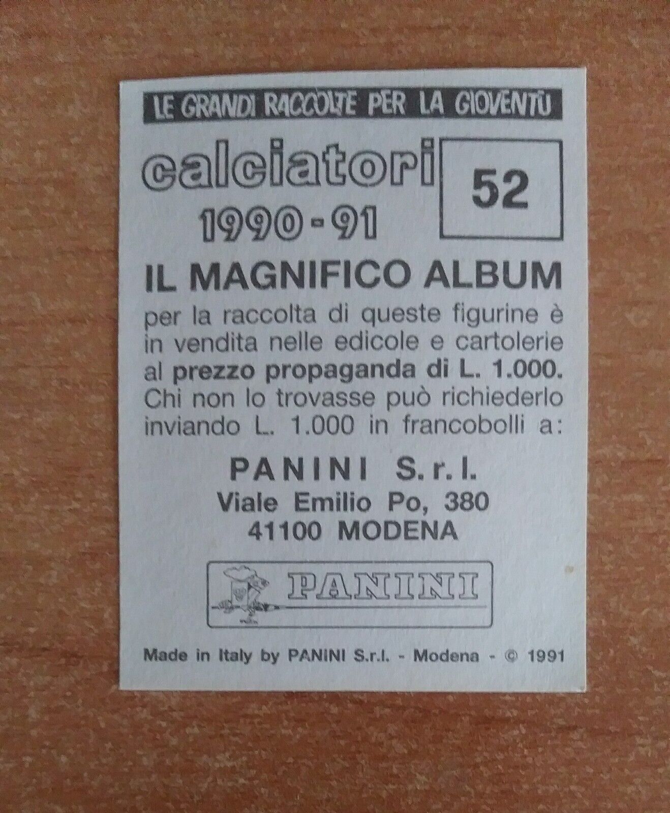 FIGURINE CALCIATORI PANINI 1990-1991 (N. 1-339) SCEGLI DAL MENU A TENDINA