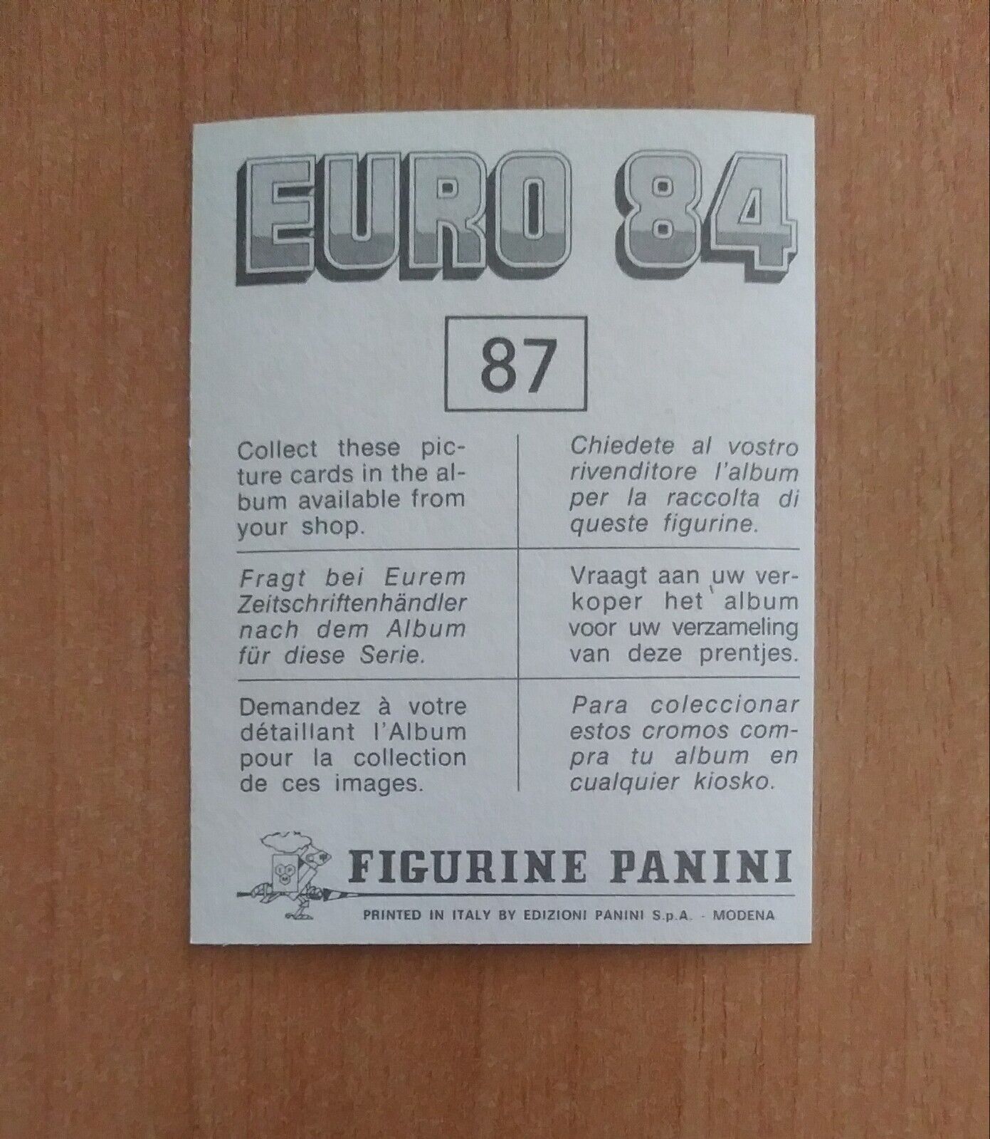 FIGURINE CALCIATORI PANINI EURO 84 (N. 1-127) SCEGLI DAL MENU A TENDINA