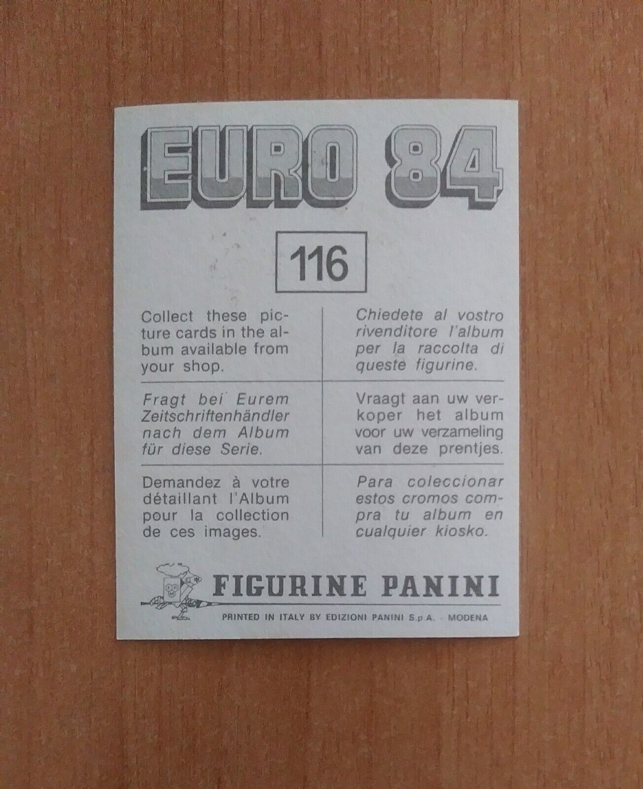 FIGURINE CALCIATORI PANINI EURO 84 (N. 1-127) SCEGLI DAL MENU A TENDINA