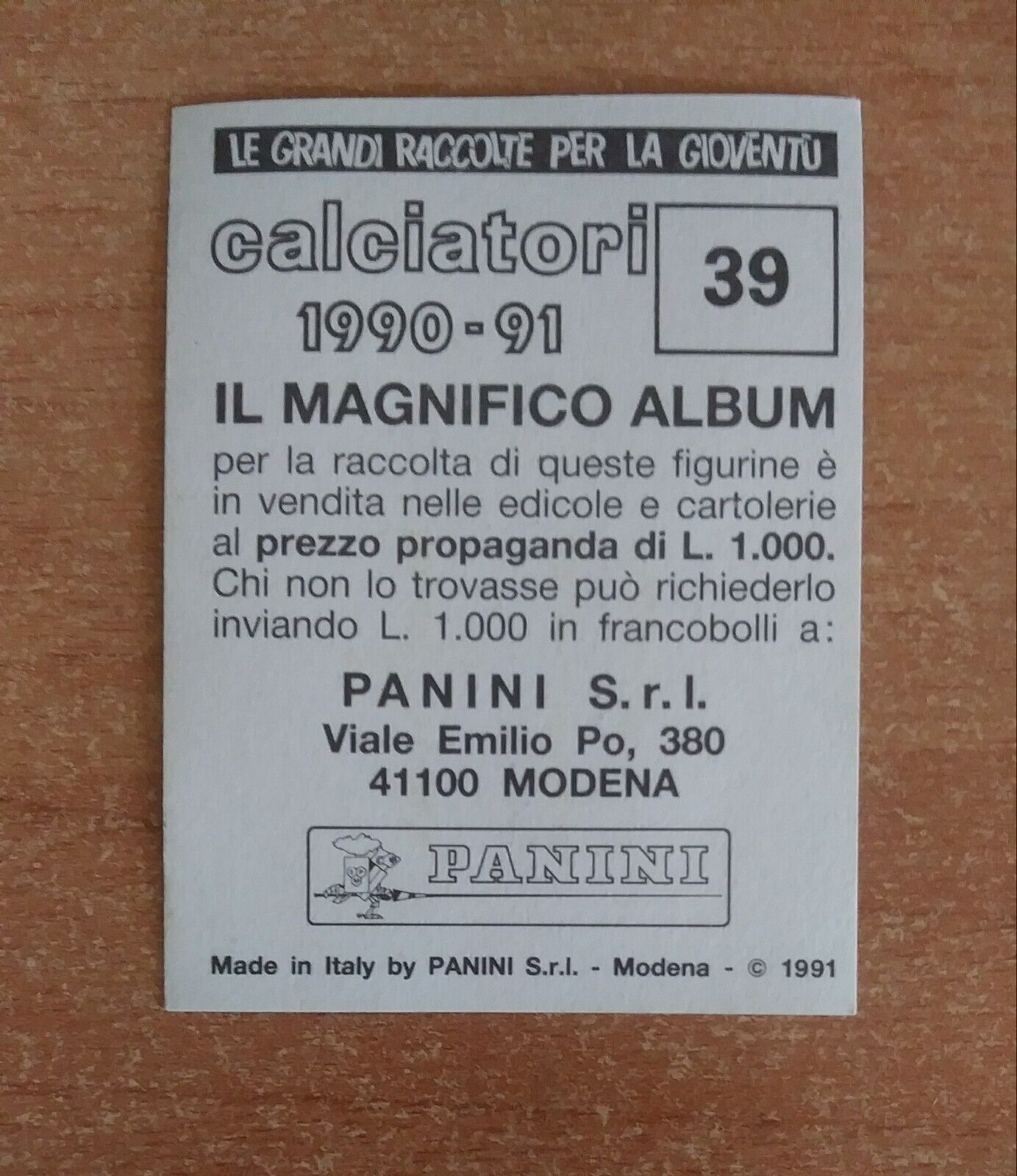 FIGURINE CALCIATORI PANINI 1990-1991 (N. 1-339) SCEGLI DAL MENU A TENDINA