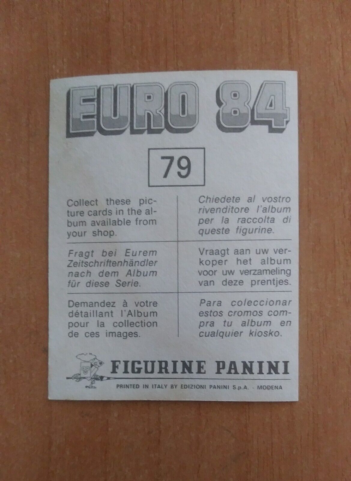 FIGURINE CALCIATORI PANINI EURO 84 (N. 1-127) SCEGLI DAL MENU A TENDINA