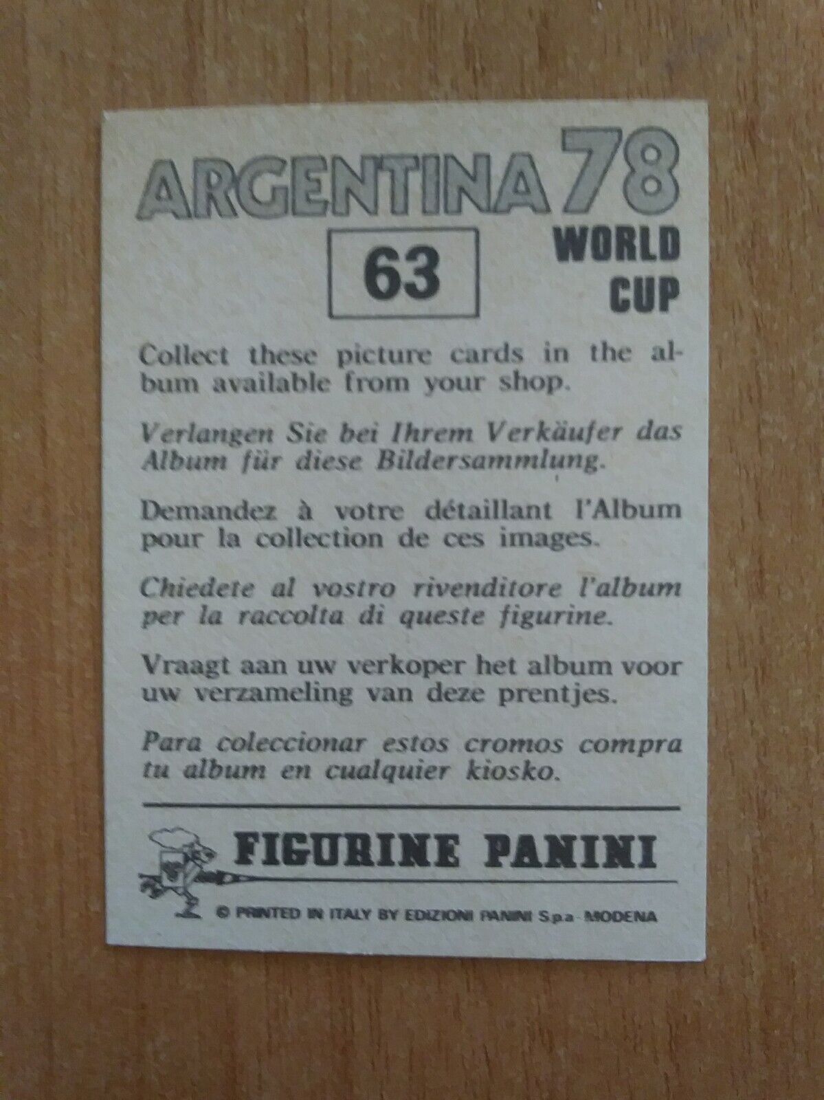 FIGURINE CALCIATORI PANINI ARGENTINA 78 (N. 1-204) SCEGLI DAL MENU A TENDINA