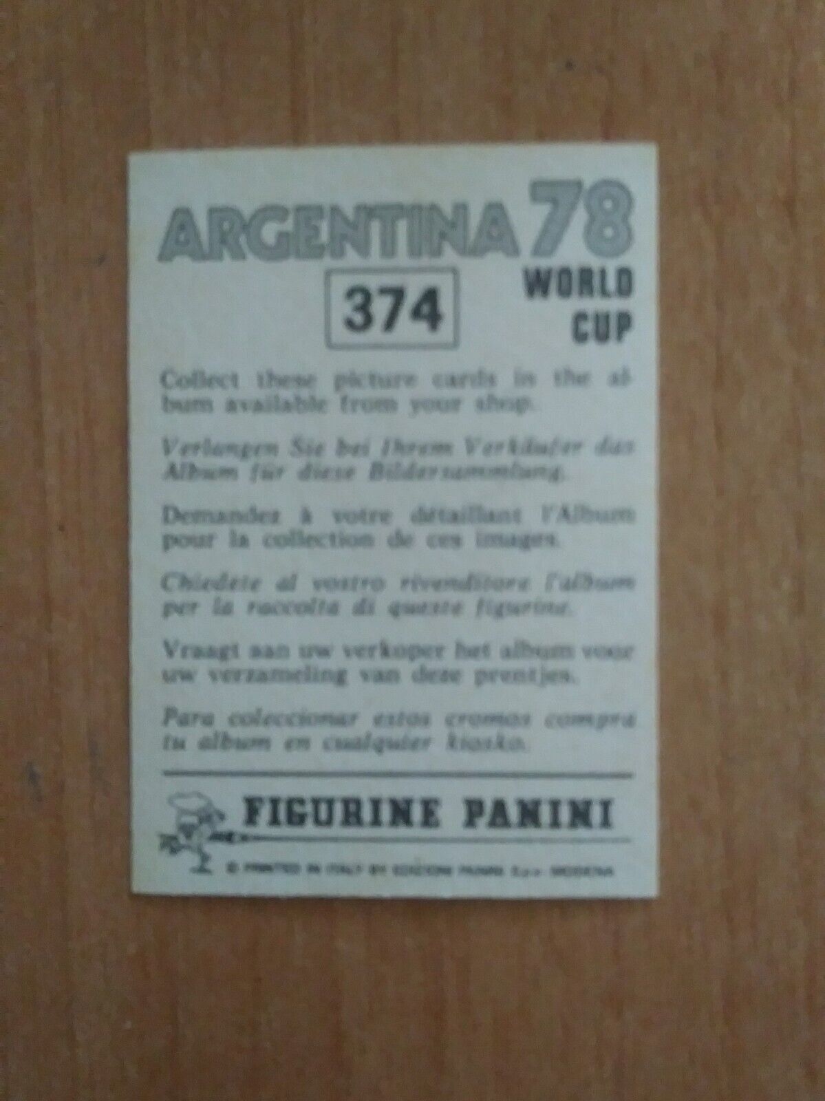 FIGURINE CALCIATORI PANINI ARGENTINA 78 (N. 205-400) SCEGLI DAL MENU A TENDINA