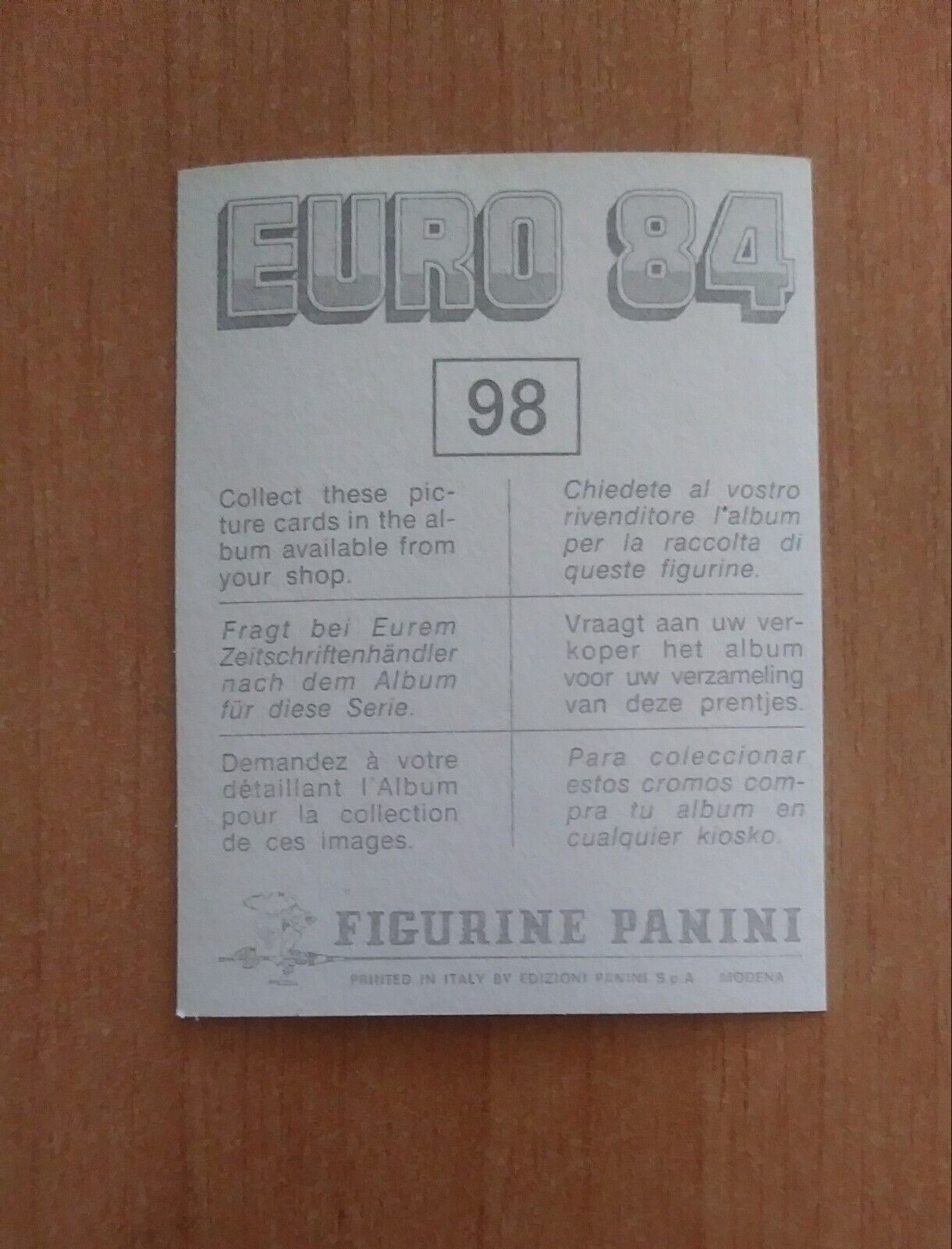 FIGURINE CALCIATORI PANINI EURO 84 (N. 1-127) SCEGLI DAL MENU A TENDINA