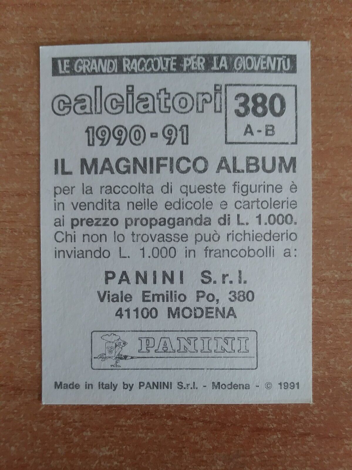 FIGURINE CALCIATORI PANINI 1990-1991 (N. 345-545) SCEGLI DAL MENU A TENDINA